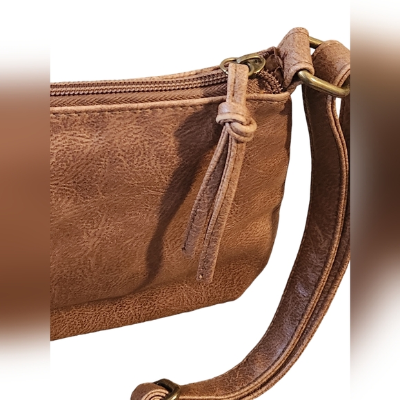 Boho Brown Crossbody Purse with checkered Design - Picture 3 of 4